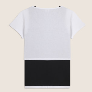 Completo t-shirt cropped e canotta con stampa perlata