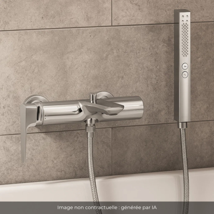 Pack mitigeur bain douche Aléo+ + douchette Shift+ carée + flexible à écrou 175 cm