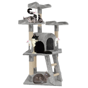 Tiragraffi Albero Palo Gioco Per Gatti Con Corda In Sisal Naturale Tira Graffi Giocattolo Cuccia Per Gatto Adulto Cucciolo Domestico 116 Cm Grigio