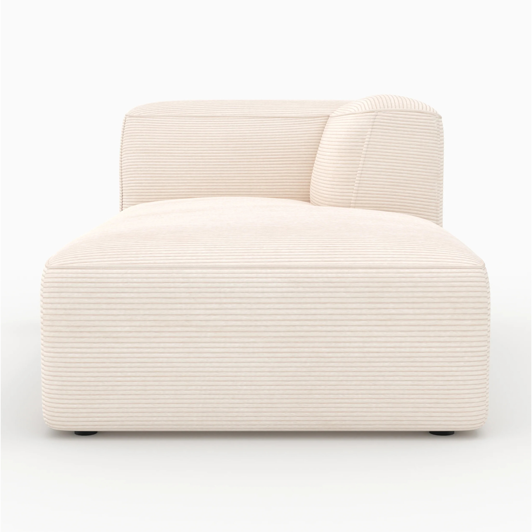 Canapé modulable en velours côtelé blanc 4 places avec 2 poufs - Mina