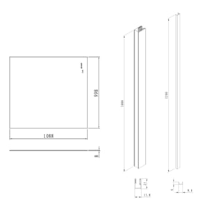 Pare-muret 110x100cm Paroi en verre Crystal Glass® 8 mm anticalcaire, avec bras et profilés chrome brillant (SATBWIS110PR)