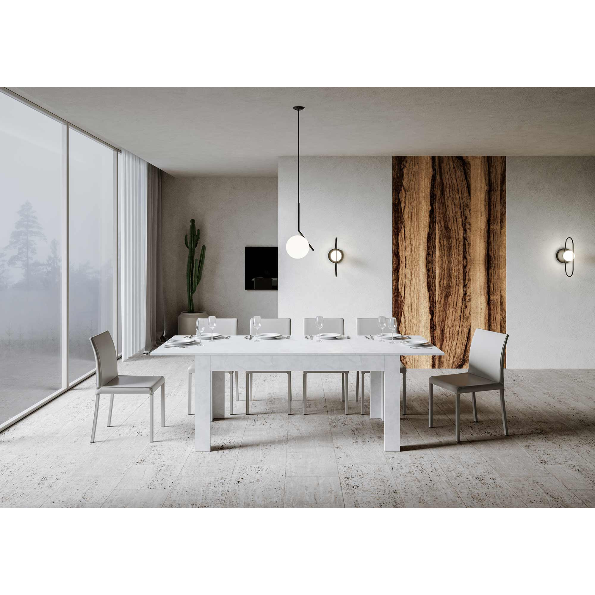 Tavolo allungabile 90x160/220 cm Bibi Bianco Spatolato