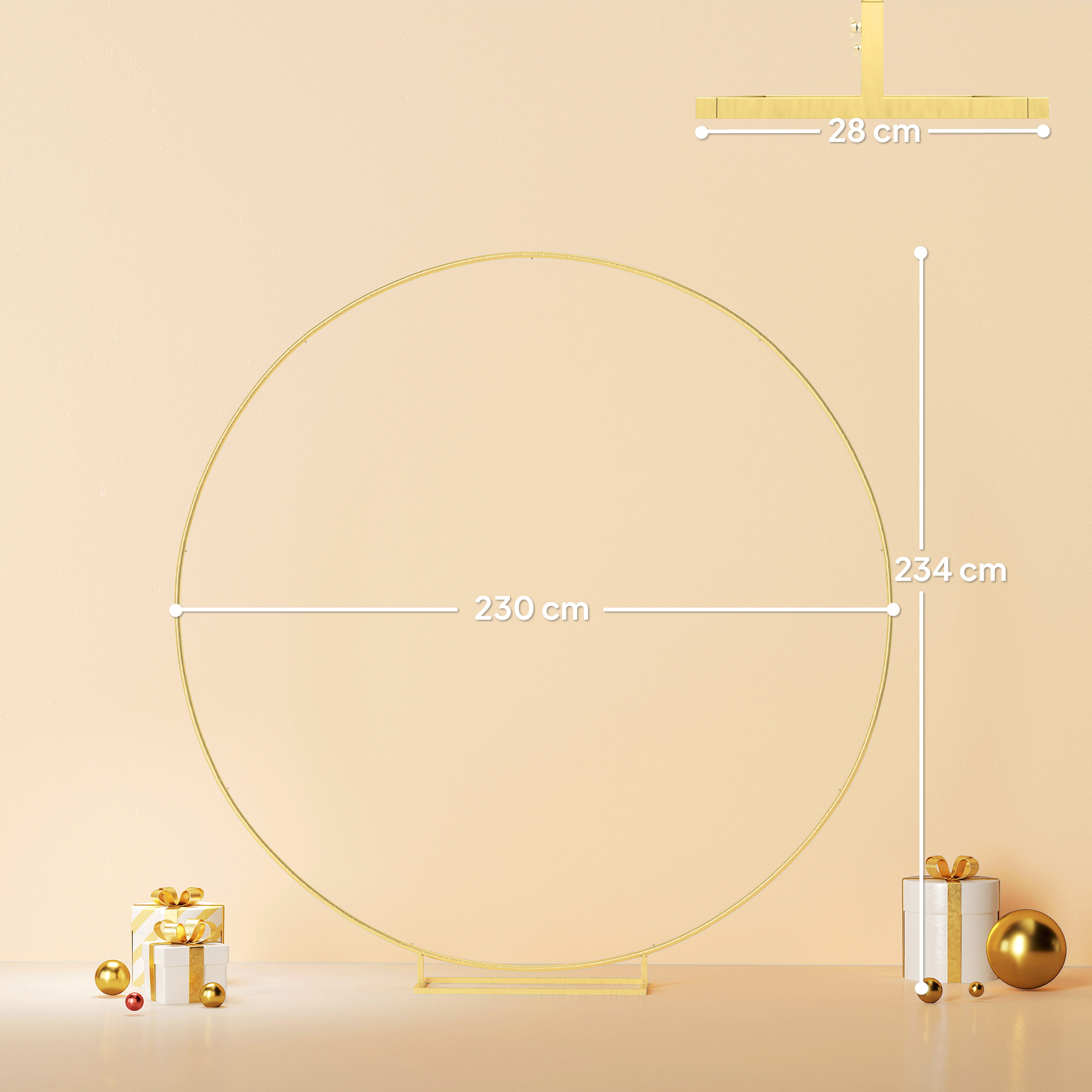 Arco de Jardín de Metal Redondo para Rosas Arco de Boda con Recubrimiento en Polvo Resistente a la Intemperie para Plantas Trepadoras para Decoración Patio Terraza 230x28x234 cm Dorado