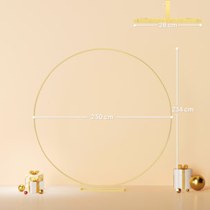 Arco de Jardín de Metal Redondo para Rosas Arco de Boda con Recubrimiento en Polvo Resistente a la Intemperie para Plantas Trepadoras para Decoración Patio Terraza 230x28x234 cm Dorado