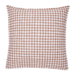 Taie d'oreiller imprimée en percale de coton, Made in France, VICHY , Beige Dune