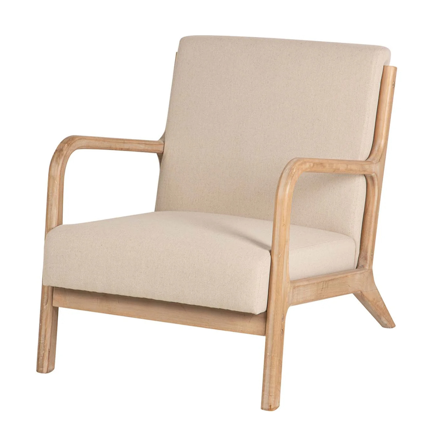 Butaca Madera Vintage Lino Beige 66x85x74 Cm