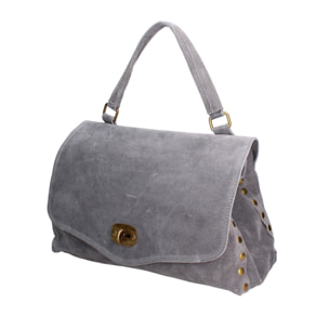 Borsa a mano da donna Made in Italy - Modello Zelia Elite - Pelle scamosciata - 37.0 x 22.0 x 15.0 cm