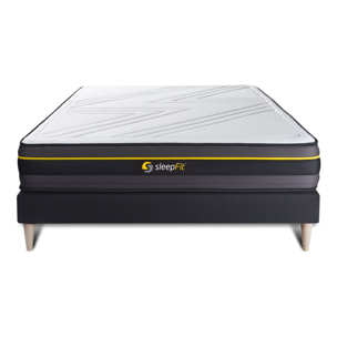 Ensemble - Matelas Mémoire de forme 24cm d'épaisseur - 5 zones de confort - Confort ferme - Sommier tapissier en kit - 2 places