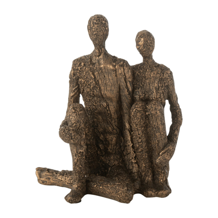 J-Line figurine Couple Assis Câlin - polyrésine - marron/or