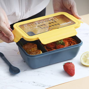 Lunch box ermetico per conservare gli alimenti, 1100ml. Include bicchiere termico e posate. Adatto al microonde