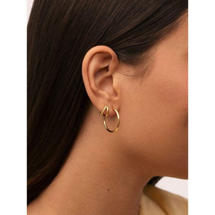 Pendiente Suelto Doble Tressia Baño Oro