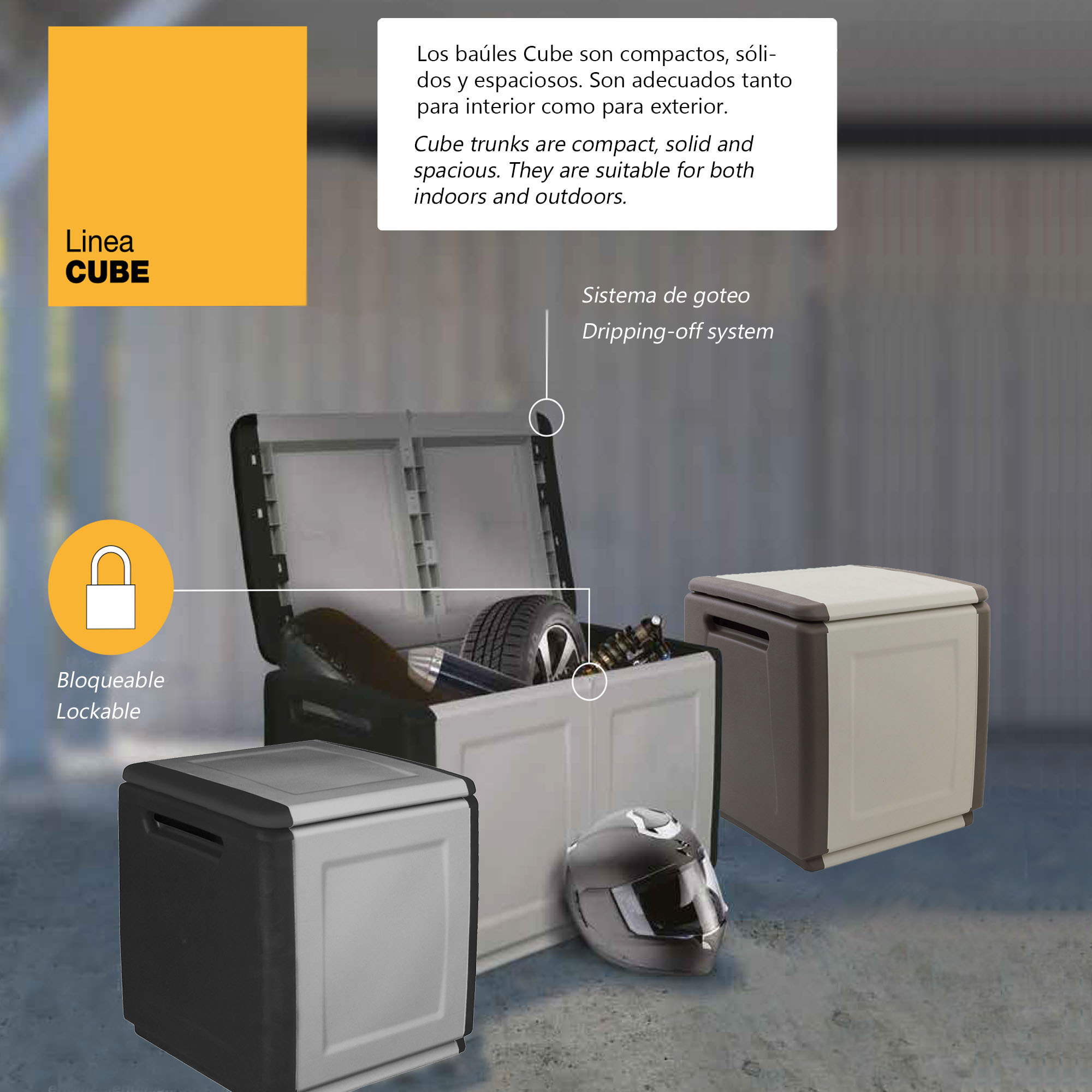 Baúl 54cm Gris y negro, interior/ exterior, Artplast