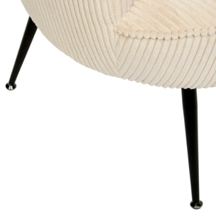 Fauteuil Tildae en Tissu Creme Côtelé L69xl63xH71 cm