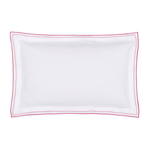 Taie d'oreiller unie en percale de coton, ASTOR, Blanc