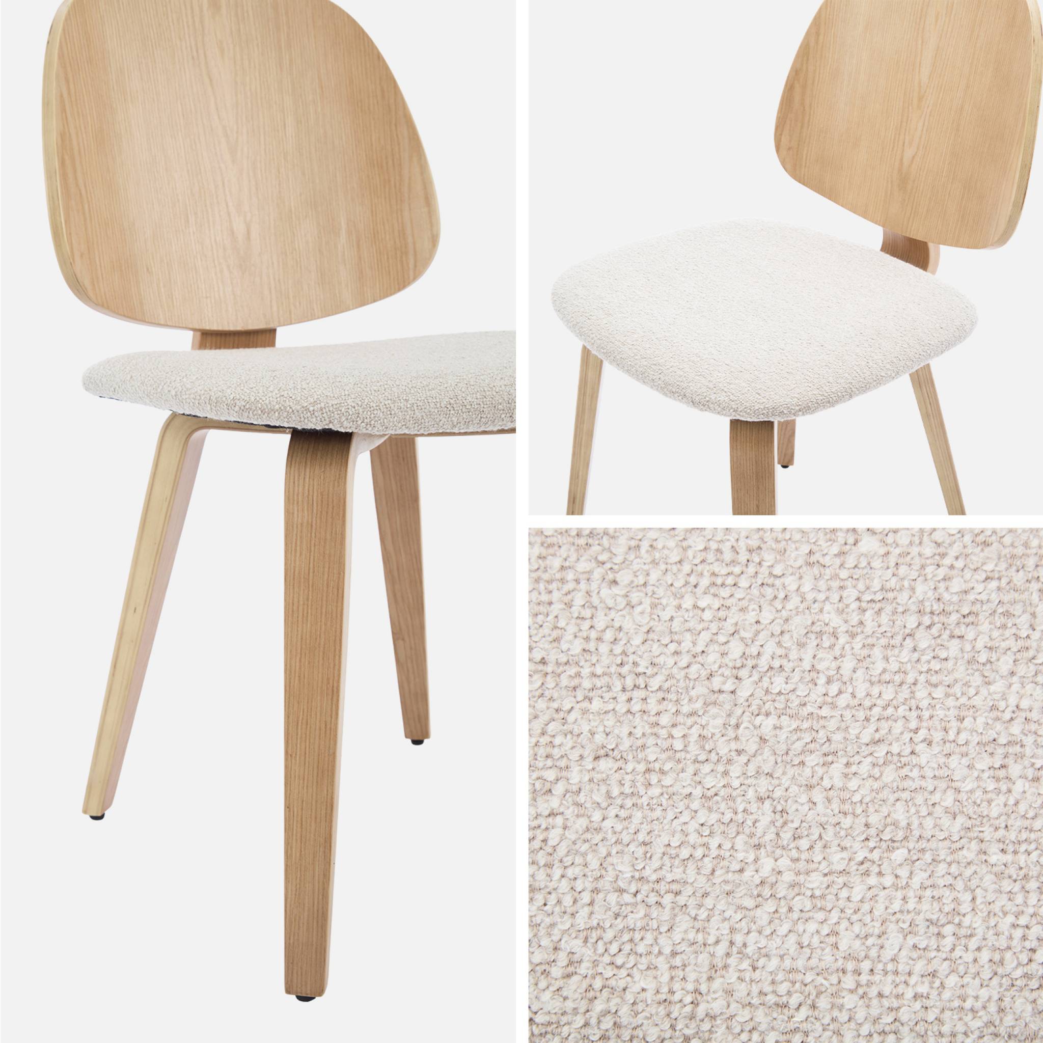 Chaise bois de peuplier courbé placage chêne et bouclette texturée (lot de 2) SOPHIA