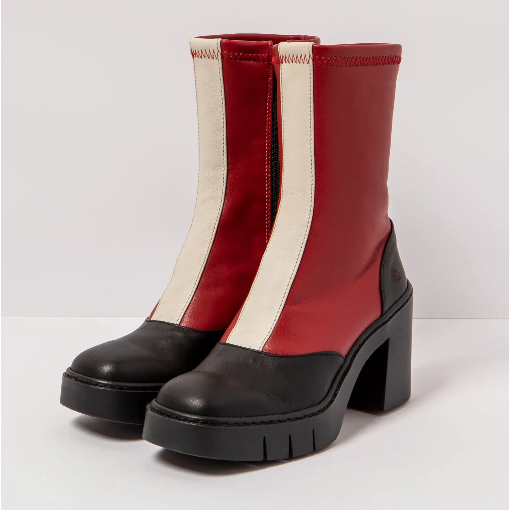 Botines con tacón 1973 NAPPA RED-BLACK/BERNA color Red-black