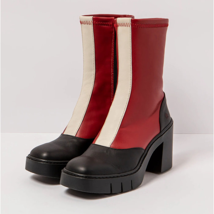 Botines con tacón 1973 NAPPA RED-BLACK/BERNA color Red-black
