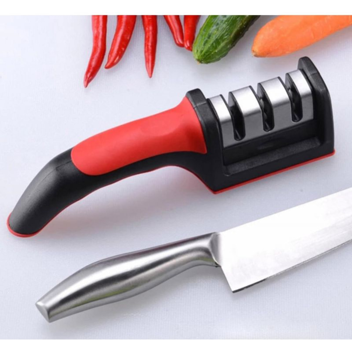 Aiguiseur de couteaux robuste rouge Herzberg HG8101-BLK