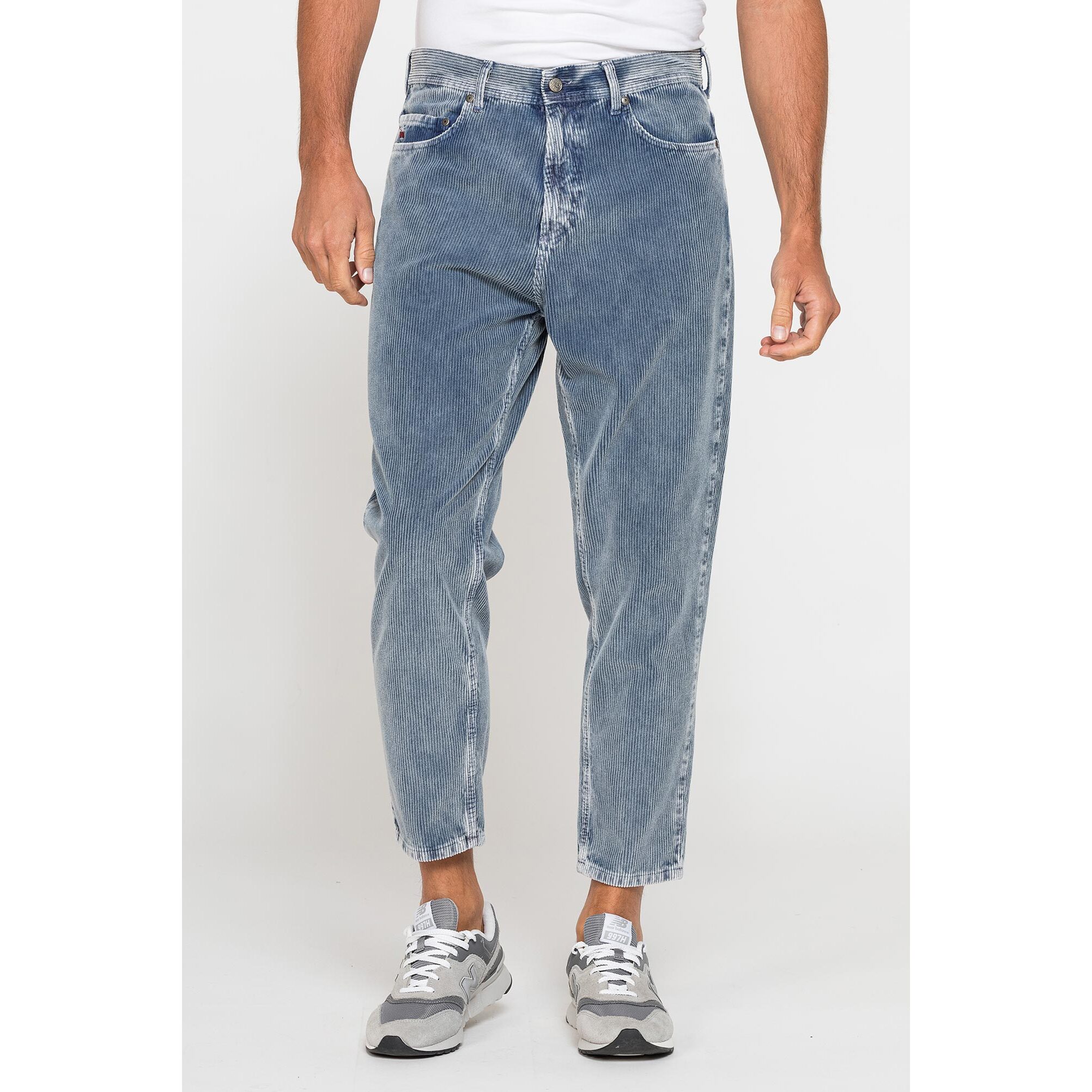 PANTALONE 5 TASCHE IN VELLUTO EFFETTO ACID WASH