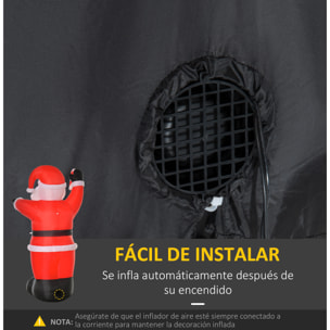 Papá Noel Inflable 240 cm Papá Noel Hinchable con Bastón Luces LED e Inflador Eléctrico Decoración Navideña para Exteriores Interiores Multicolor