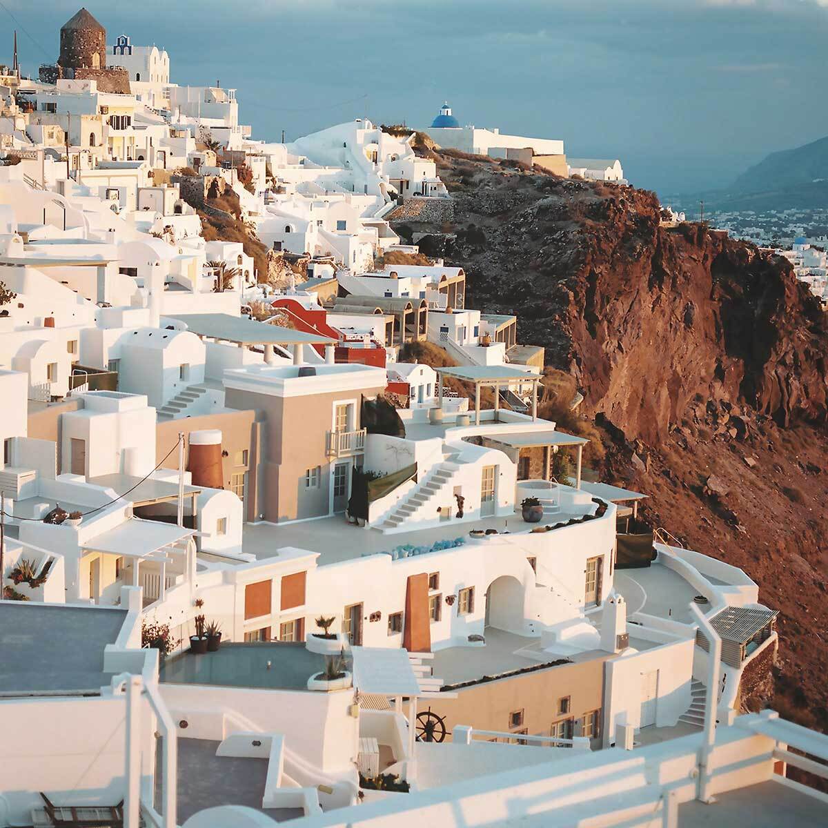 Poster photo paysage les cyclades ""santorini"" Affiche sous cadre bois