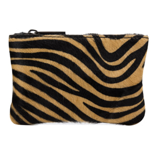 FIRENZE ARTEGIANI Portafoglio da Donna Leonilda. Vera Pelle Sauvage Cavallino Tigre Made in Italy 14x2x9 Cm. Colore nero
