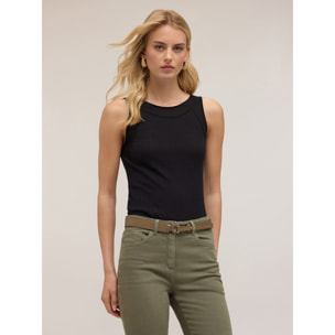 Motivi - Top con bordes de georgette - Negro