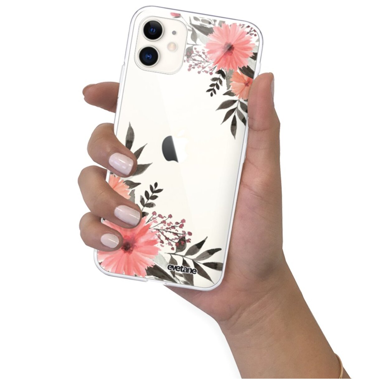 Coque iPhone 11 360 intégrale transparente Fleurs roses Tendance Evetane.