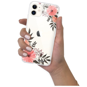 Coque iPhone 11 360 intégrale transparente Fleurs roses Tendance Evetane.