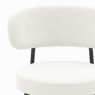 Chaise Maëlie en tissu bouclé blanc cassé (lot de 2)