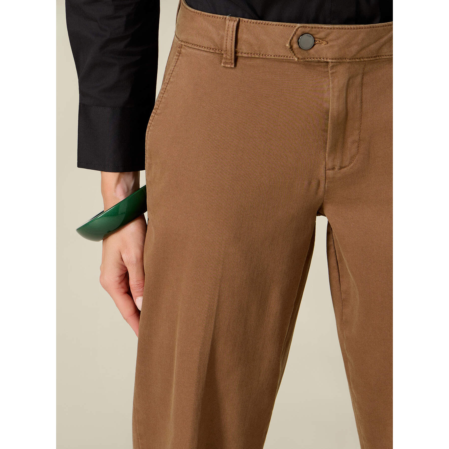 Oltre - Pantaloni chinos misto cotone - Marrone