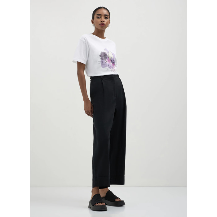T-shirt smanicata con stampa