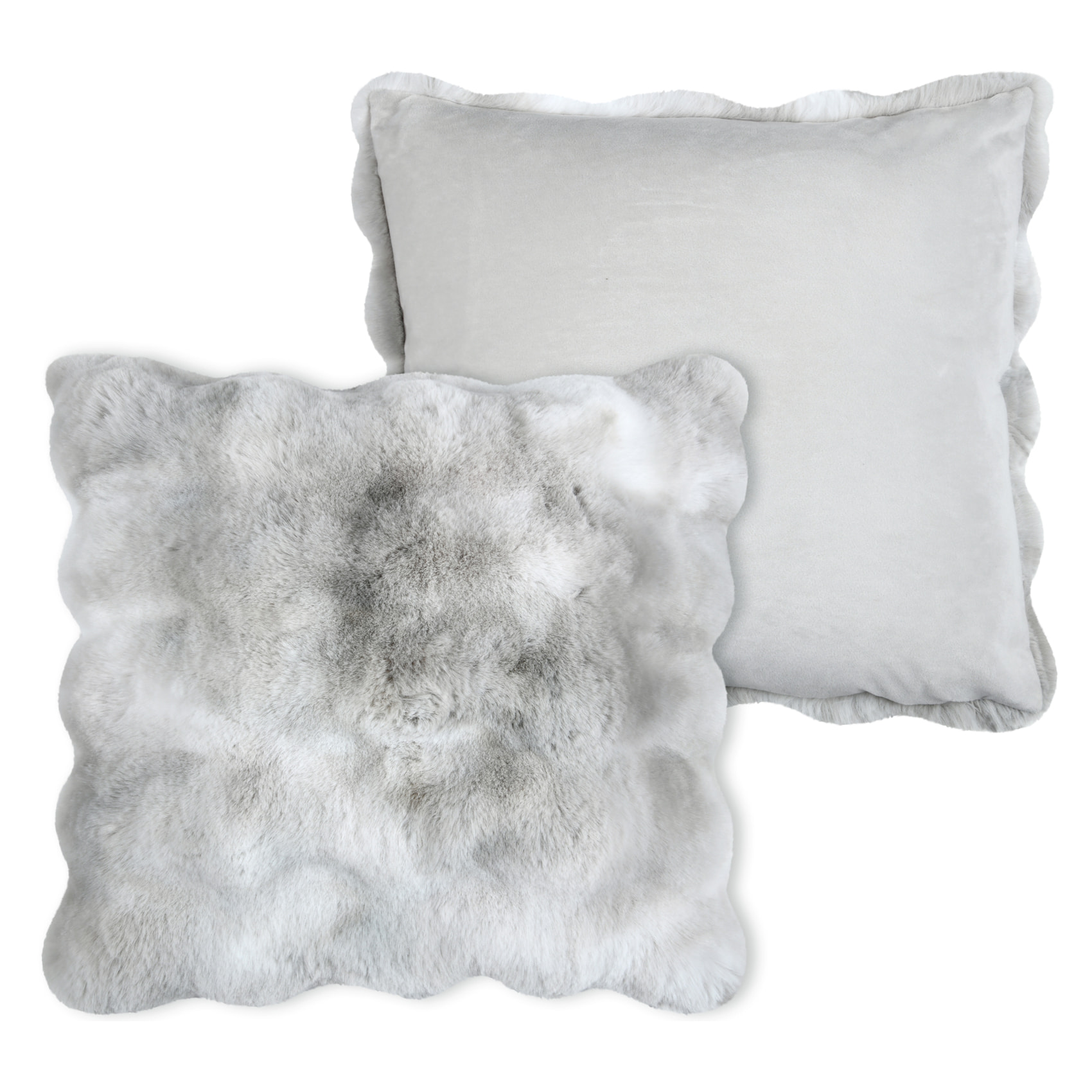 Coussin déhoussable imitation fourrure - Gris clair