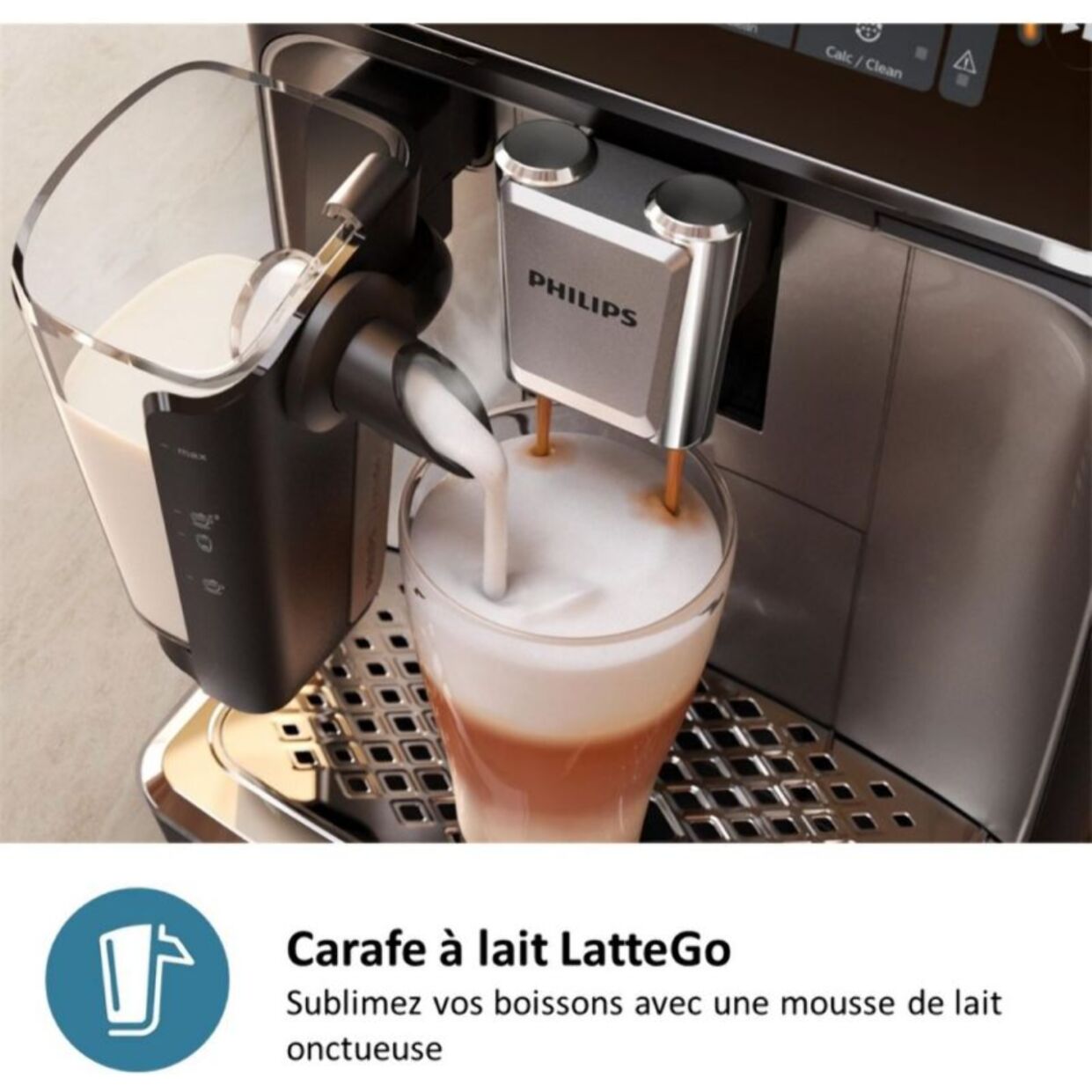 Expresso Broyeur PHILIPS EP4441/50 SilentBrew LatteGo Noir