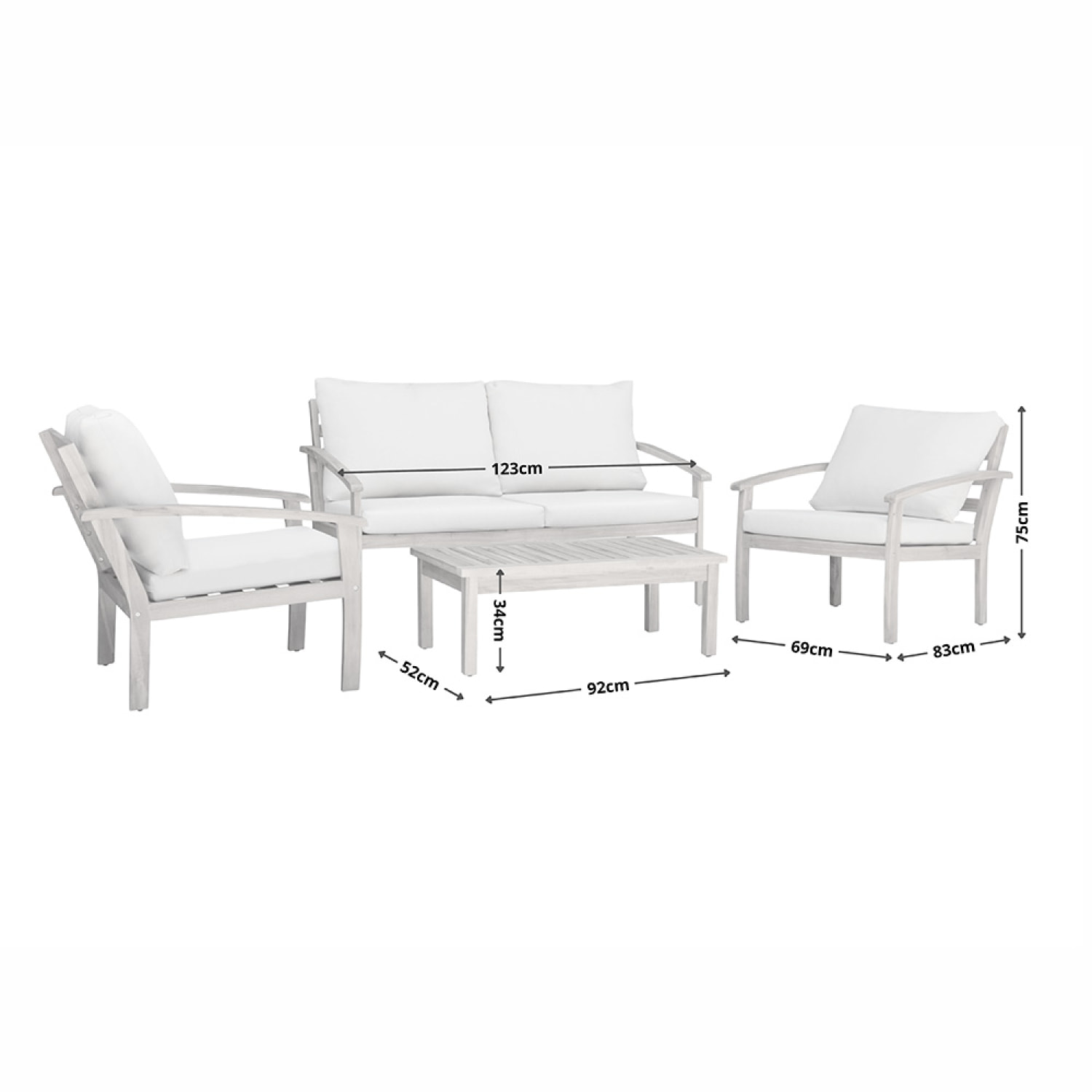 Salon de jardin 4 places en acacia PHAN