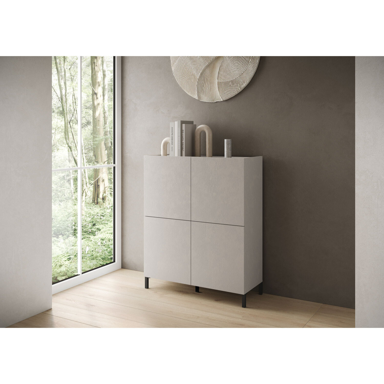 Credenza alta 4 ante 90x35x110 cm Solaria cashmere