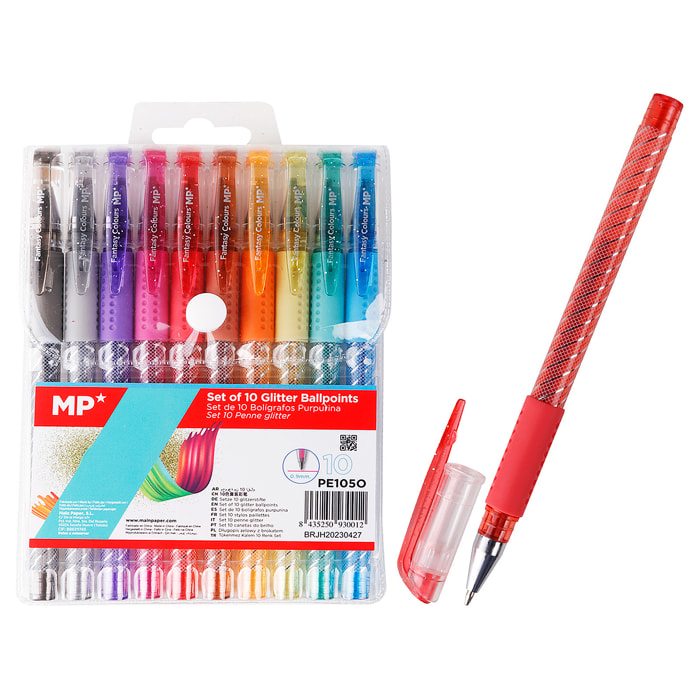 SET BOLÍGRAFOS PURPURINA 10 COLORES