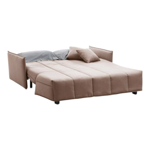 Divano letto 3 posti Ardis, Sofà con apertura a carrello in tessuto imbottito, Braccioli standard, 100% Made in Italy, Cm 190x90h85, Tortora
