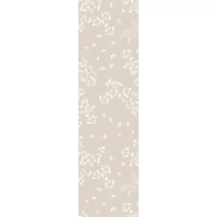 Chemin de table pur coton motif jacquard beige Mille ginkos naturel