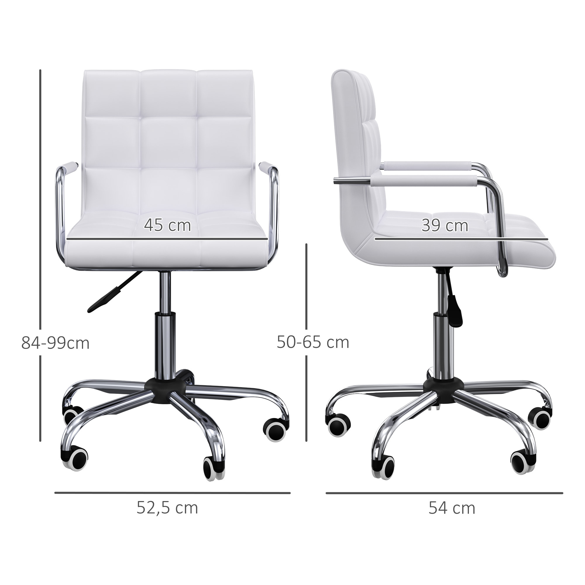 Chaise de bureau fauteuil manager pivotant hauteur réglable revêtement synthétique capitonné blanc