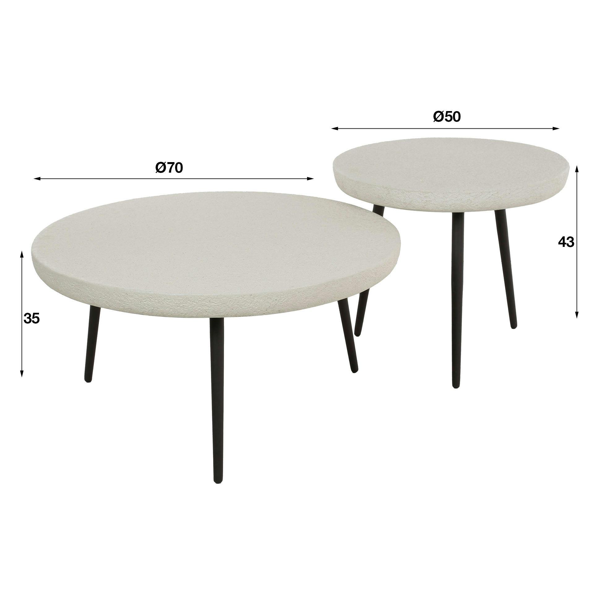 Table de salon blanche en marbre composite forme ronde (lot de 2) TAJ