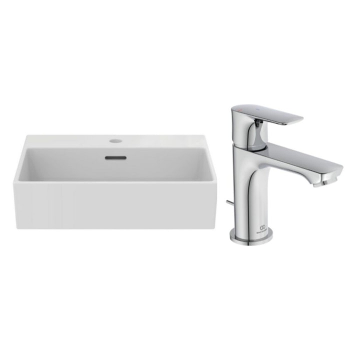 IDEAL STANDARD Pack Vasque 50x40 Extra avec trop plein + Mitigeur Connect air chrome