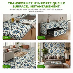 Sticker Sol avec laminat de Protection en Plastique Anti-dérapant | Stickers adhésif Sol - CARREAUX DE CIMENT SOL KARINA - 1 sticker