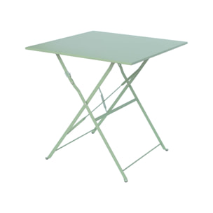 Table jardin bistrot carrée pliable 70x70cm. 2 places en acier thermolaqué
