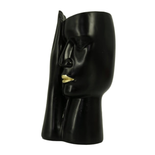 Portavaso in resina viso nero cm15x12h29