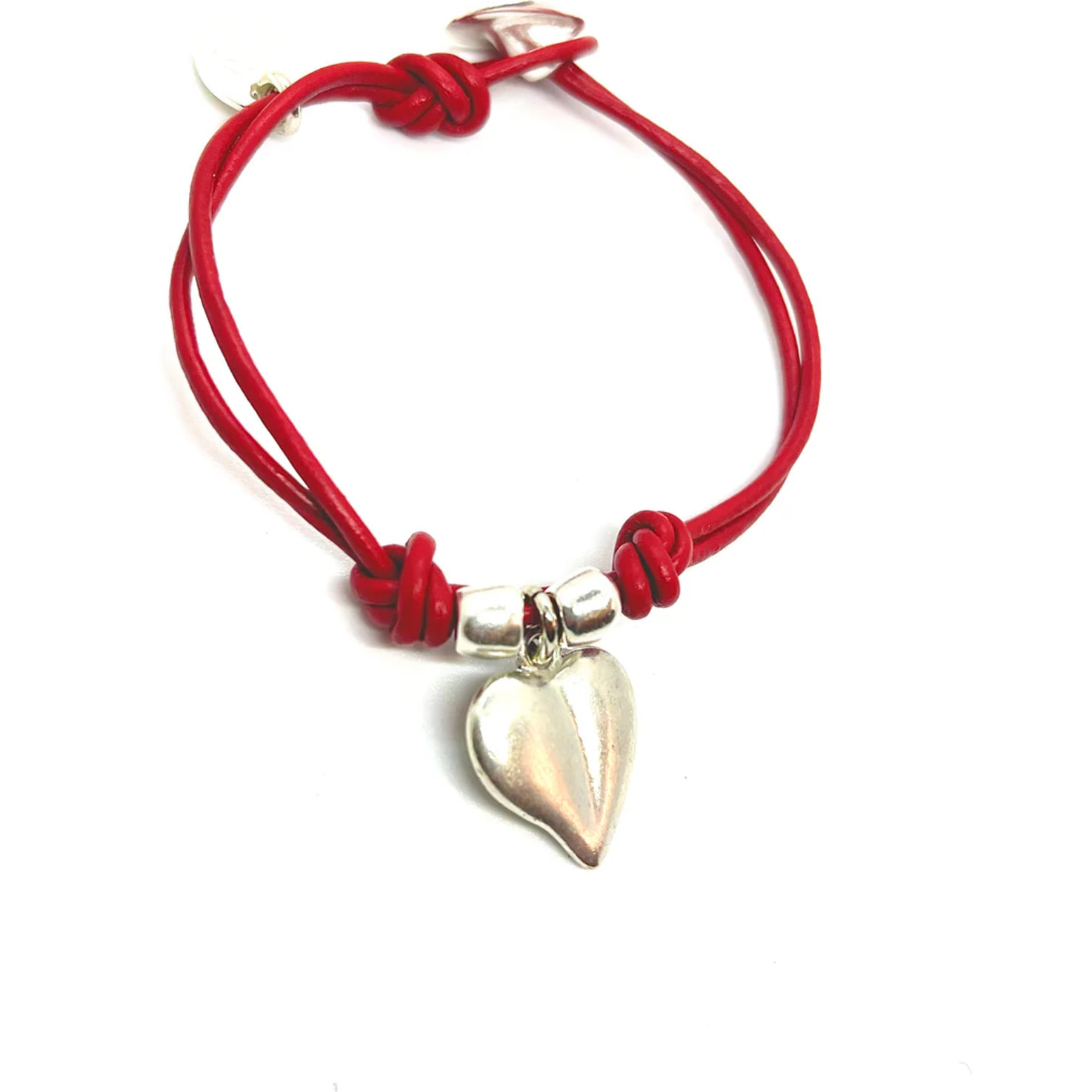 Pulsera MyLove cuero rojo y plara chapado