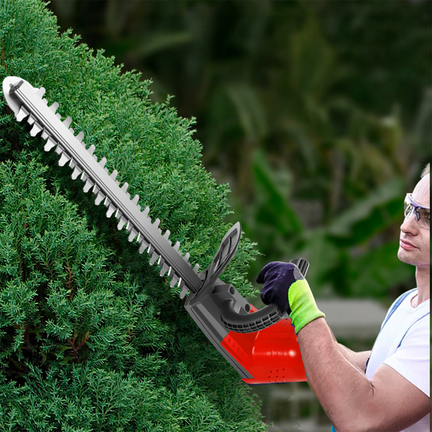 Tagliasiepi elettrico 21V con 3000 rpm, 400W e DOPPIA BATTERIA 20000mAh.