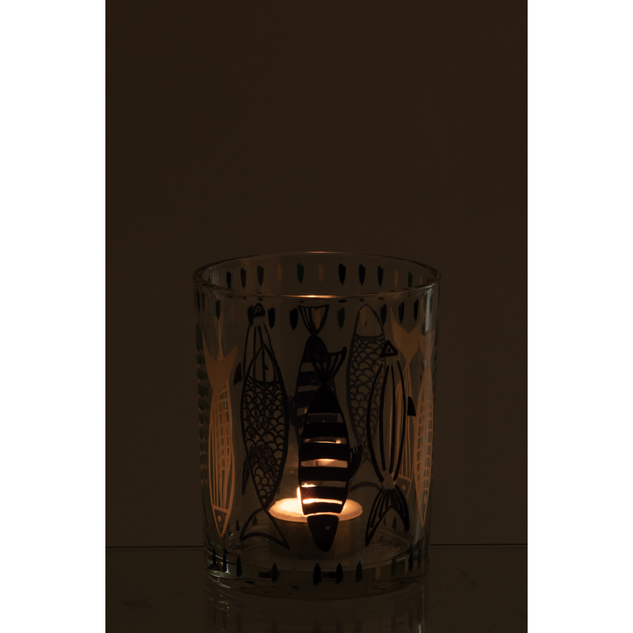 J-Line Photophore Poisson - verre - blanc/bleu - medium