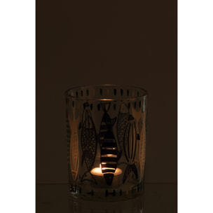 J-Line Photophore Poisson - verre - blanc/bleu - medium