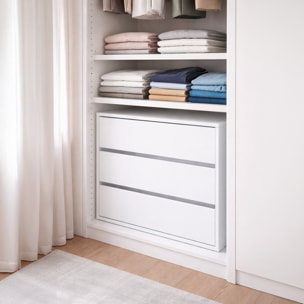 Cassettiera A 3 Cassetti Con Guide Metalliche Salvaspazio E Compatta Per Camera Da Letto Armadio Cabina Armadio Minimal 60 x 57 x 44 Cm Colore Bianco